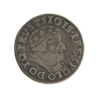 Gdansk troika, Sigismund I the Old (King of Poland; 1506–1548). Polish coin, 1539. Obverse: Crowned