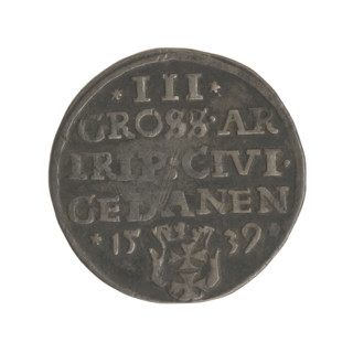 Gdansk trojak, Sigismund I the Old (King of Poland; 1506–1548). Obv.: Crowned male bust in profile