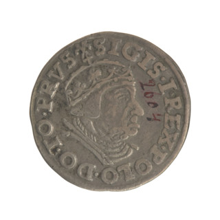 Gdansk trojak, Sigismund I the Old (King of Poland; 1506–1548). Polish coin, 1539. Obverse: Crowned