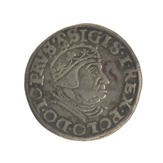 Gdansk trojak, Sigismund I the Old (King of Poland; 1506–1548). Obv.: Crowned male bust in profile