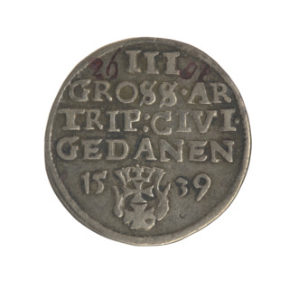 Gdansk trojak, Sigismund I the Old (King of Poland; 1506–1548). Obv.: Crowned male bust in profile