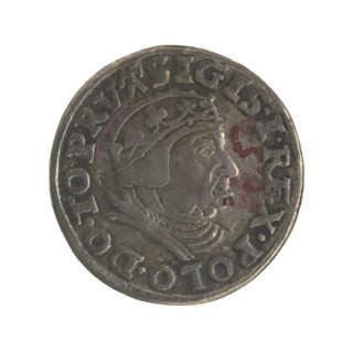 Gdansk troika, Sigismund I the Old (King of Poland; 1506–1548). Obverse: Crowned male bust in