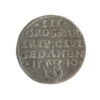 Gdansk trojak, Sigismund I the Old (King of Poland; 1506–1548). Obv.: Crowned male bust in profile