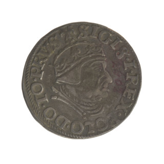 Gdansk trojak, Sigismund I the Old (King of Poland; 1506–1548). Obverse: Crowned male bust in