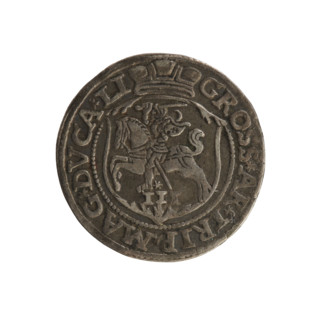 Lithuanian trojak, Sigismund II Augustus (king of Poland; 1544–1572). Aw: Under the crown a tied