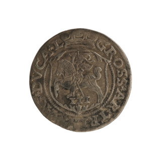 Lithuanian trojak, Sigismund II Augustus (king of Poland; 1544–1572). Aw: Under the crown a tied