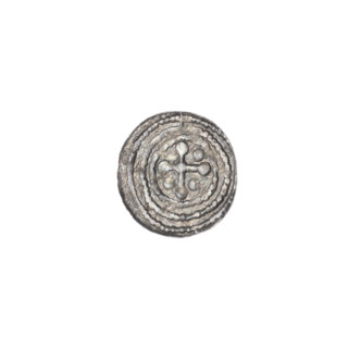 Denarius of Boleslaw III Krzywousty (prince of Poland; ca. 1086–1138). Obverse: in a beaded border,