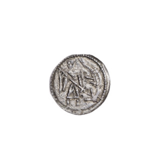 denarius, Boleslaw III Krzywousty (prince of Poland; 1086/1107–1138), allegories, spearhead (issue