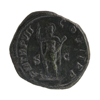 Sestertius, Alexander Severus (Roman emperor; 222–235). Obverse: Bust of Alexander Severus right