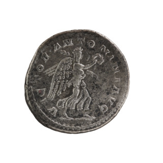 Antoninian of Elagabalus (reigned 218–222). Obverse: Bust of Elagabalus facing right wearing a