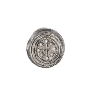 Denarius of Boleslaw III Krzywousty (prince of Poland; reign 1107–1138). Obverse: within a beaded