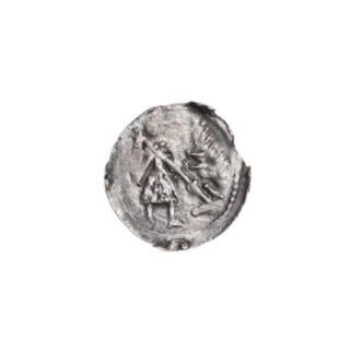 Denarius, Boleslaw III Krzywousty (prince of Poland; 1107–1138). Obverse: in the beaded border, a