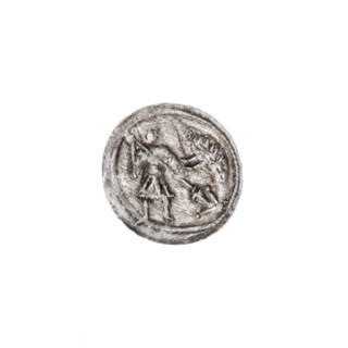 Denarius, Boleslaw III Krzywousty (prince of Poland; 1086–1138). Obverse: in the beaded border, a