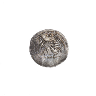 Denarius of Boleslaw III Krzywousty (prince of Poland; 1086–1138). Obverse: in the beaded border, a