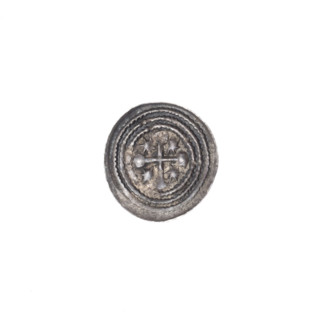 Denarius, Boleslaw III Krzywousty (prince of Poland; 1086–1138). Obverse: in the beaded border, a