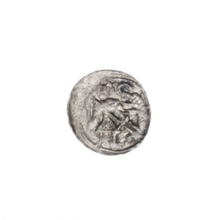 Denarius of Boleslaw III Krzywousty (prince of Poland; 1086–1138). Obverse: in the linear border, a