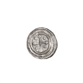 Denarius of Boleslaw III Krzywousty (prince of Poland; 1107–1138). Obverse: In a linear border, a