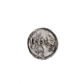 Denarius, Boleslaw III Krzywousty (Prince of Poland; r. 1107–1138). Obverse (in beaded border): a