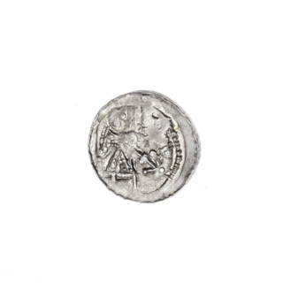 Denarius of Boleslaw III Krzywousty (prince of Poland; 1086–1138). Obverse: In the beaded border, a