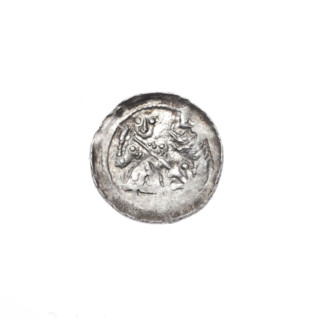 Denarius of Boleslaw III Krzywousty (prince of Poland; reign 1107–1138). Obverse: within a beaded
