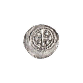 Denarius, Boleslaw III Krzywousty (prince of Poland; 1086–1138). Obverse: in the linear border, a