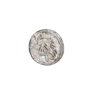 Denarius, Boleslaw III Krzywousty (prince of Poland; 1086–1138). Obverse: in the beaded border, a