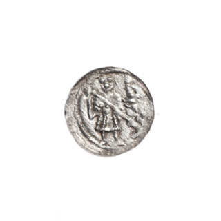 Denarius, Boleslaw III Krzywousty (prince of Poland; 1086–1138). Obverse: in the beaded border, a