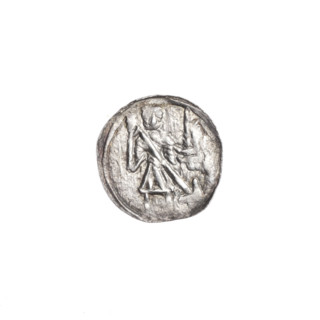 Denarius of Boleslaw III Krzywousty (prince of Poland; ca. 1107–1138). Obverse: in a linear border,
