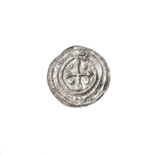 Denarius of Boleslaw III Krzywousty (prince of Poland; ca. 1086–1138). Obverse: within a linear