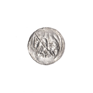 Denarius of Boleslaw III Krzywousty (prince of Poland; 1107–1138). Obverse: within a beaded border,
