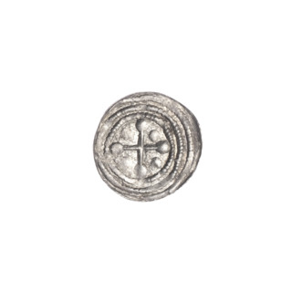 Denarius, Boleslaw III Krzywousty (prince of Poland; 1107–1138). Obverse: in the beaded border, a