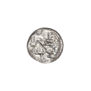 Denarius of Boleslaw III Krzywousty (prince of Poland; ca. 1086–1138). Obverse: within a linear