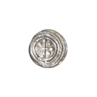 Denarius of Boleslaw III Krzywousty (prince of Poland; 1107–1138). Obverse: in a linear border, a
