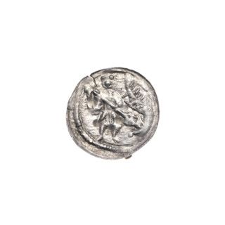 Denarius of Boleslaw III Krzywousty (prince of Poland; 1086–1138). Obverse (beaded border): a