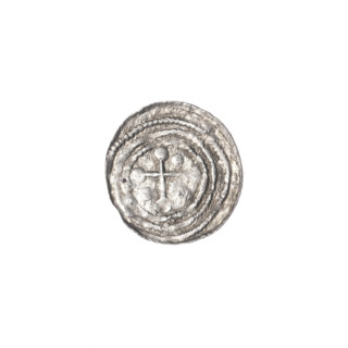 Denarius, Boleslaw III Krzywousty (prince of Poland; 1107–1138). Obverse: in the beaded border, a