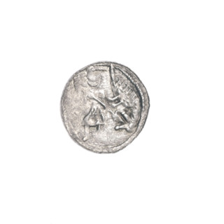 Denarius of Boleslaw III Krzywousty (prince of Poland; r. 1107–1138). Obverse: in a beaded border,