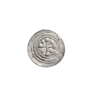 Denarius of Boleslaw III Krzywousty (prince of Poland; 1107–1138). Obverse: in a beaded border, a