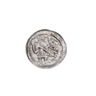denarius, Boleslaw III Krzywousty (prince of Poland; 1107–1138), allegories, chain mail, crosses,