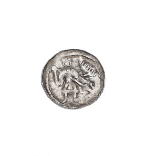 Denarius of Boleslaw III Krzywousty (prince of Poland; 1107–1138). Obverse: in a beaded border, a