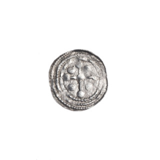 Denarius, Boleslaw III Krzywousty (prince of Poland; 1086–1138). Obverse: in the beaded border, a