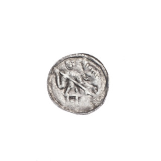 Denarius, Boleslaw III Krzywousty (prince of Poland; 1086–1138). Obverse: in the beaded border, a
