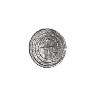 Denarius, Boleslaw III Krzywousty (prince of Poland; 1086–1138). Obverse: in the beaded border, a