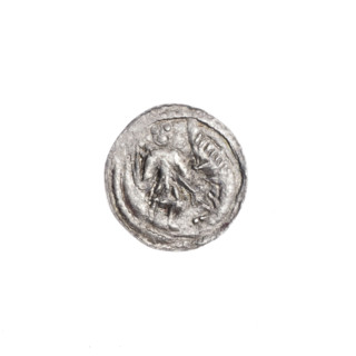 Denarius of Boleslaw III Krzywousty (prince of Poland; r. 1107–1138). Obverse (in beaded border): a