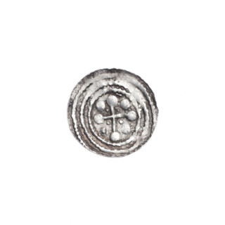 Denarius, Boleslaw III Krzywousty (prince of Poland; 1107–1138). Obverse: in the beaded border, a