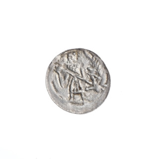 Denarius of Boleslaw III Krzywousty (prince of Poland; 1086–1138). Obverse: in the beaded border, a