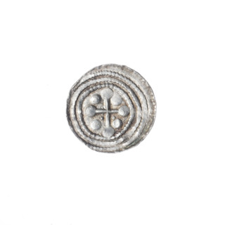 Denarius, Boleslaw III Krzywousty (prince of Poland; 1086–1138). Obverse: in the beaded border, a