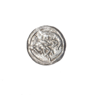 Denarius, Boleslaw III Krzywousty (prince of Poland; 1086–1138). Obverse: in the beaded border, a