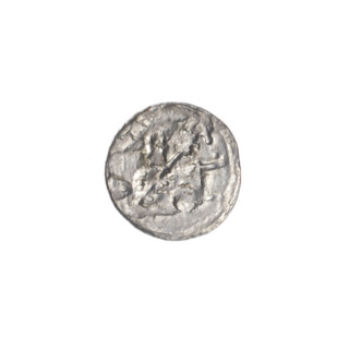 Denarius of Boleslaw III Krzywousty (prince of Poland; 1107–1138). Obverse: in a beaded border, a