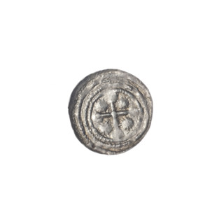Denarius of Boleslaw III Krzywousty (prince of Poland; 1107–1138). Obverse: in the beaded border, a