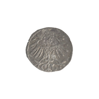 Lithuanian denarius of Sigismund II Augustus (King of Poland, 1544–1572). Obverse: Polish eagle in